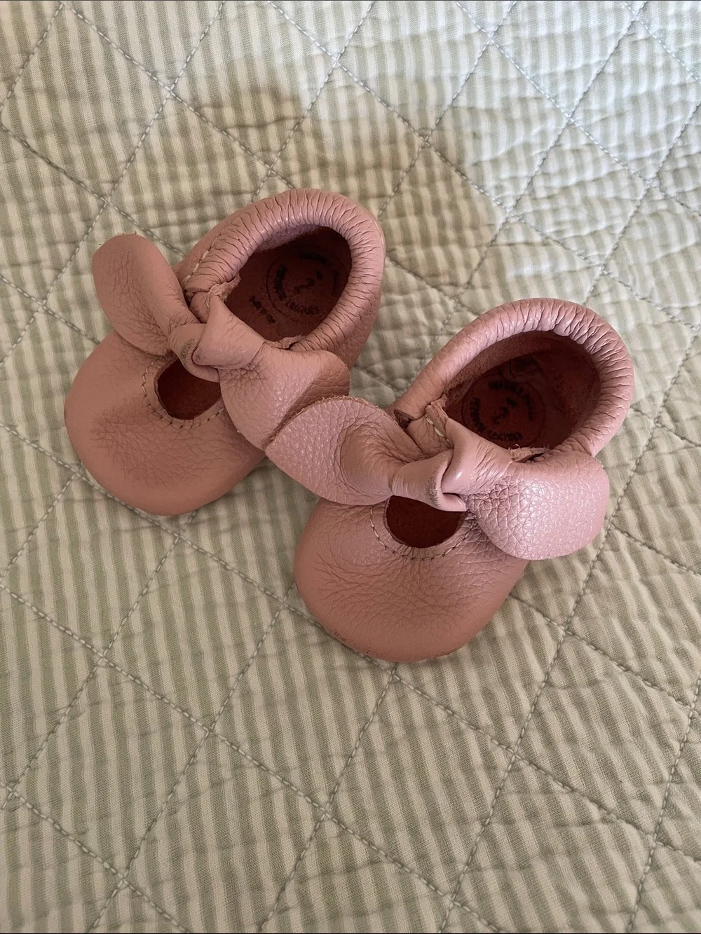 Freshly Picked Pink Bow Baby Moccasins 🎀